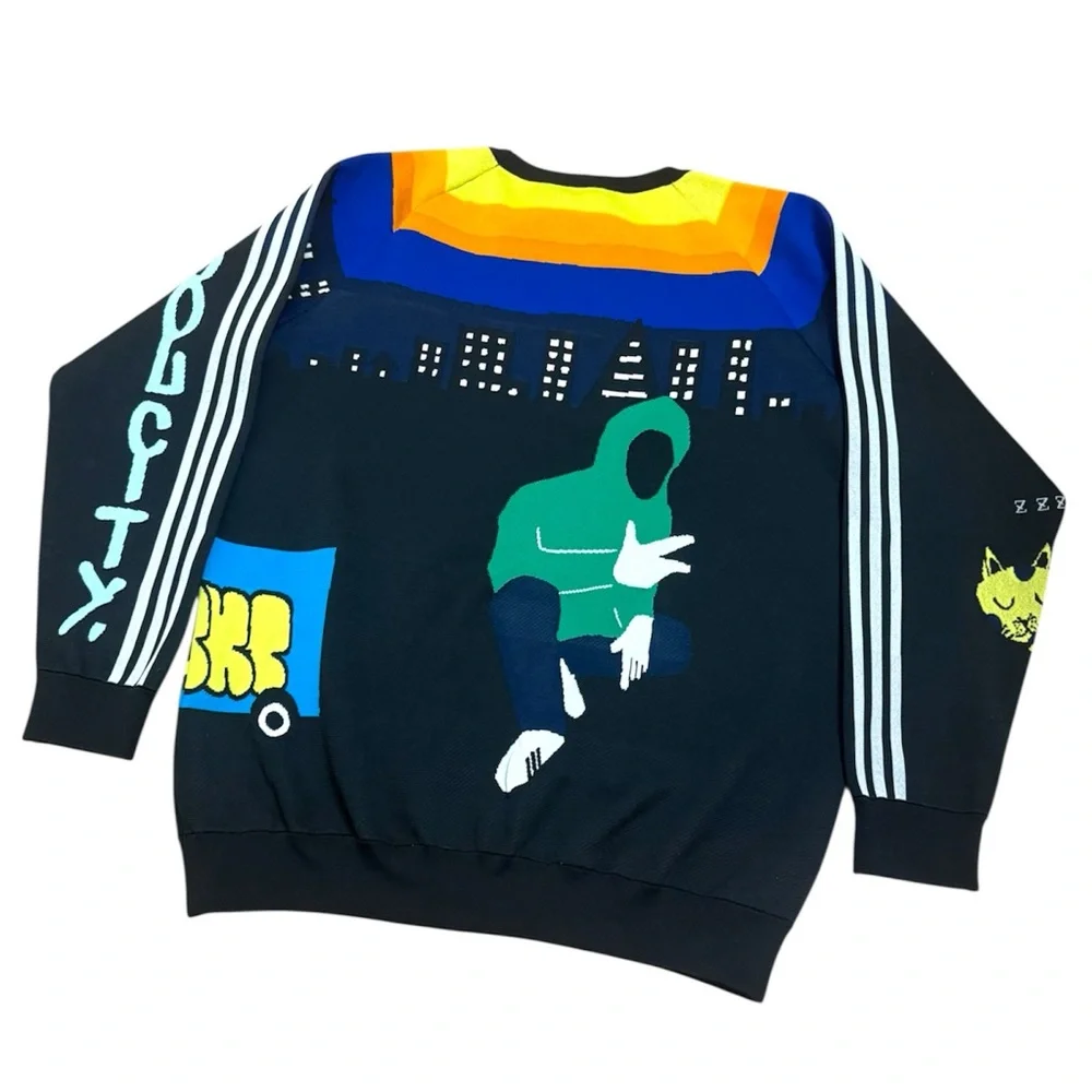 adidas Originals X United Arrows & Sons Crewneck Black Sweatshirt Size XL - Picture 3 of 9